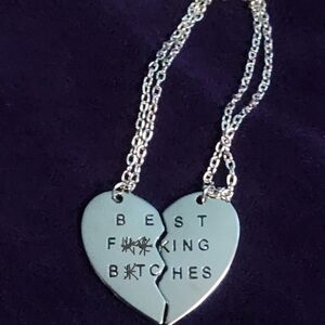 Brand New, PAIR, Coordinating Silver Split Heart Necklaces